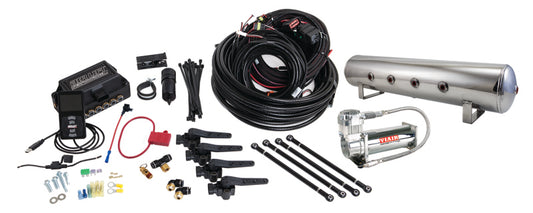 Air Lift Performance 3H (3/8 Air Line 4 Gal 7-Port Polished Aluminum Tank VIAIR 444C Comp)