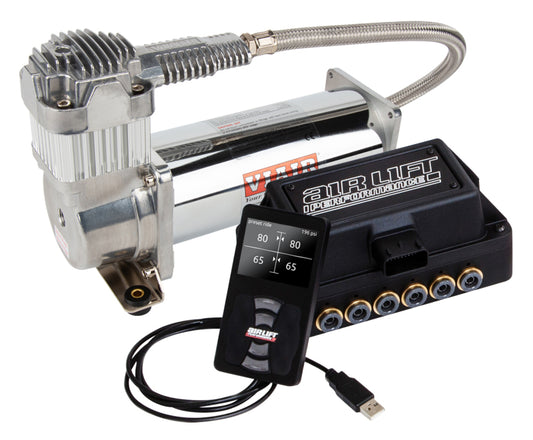 Air Lift Performance 3H (3/8 Air Line 4 Gal 7-Port Raw Aluminum Tank VIAIR 444C Comp)